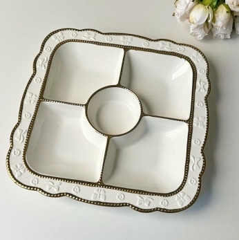 13-Inch Ceramic Nut Plate   12 pcs/carton - Mixed Gold & Silver