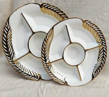 12-Inch Ceramic Round Nut Plate  24 pcs/carton – Mixed Gold & Silver