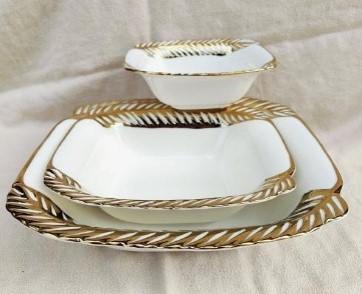 8-Inch Ceramic Square Bowl  48 pcs/carton – Mixed Gold & Silver