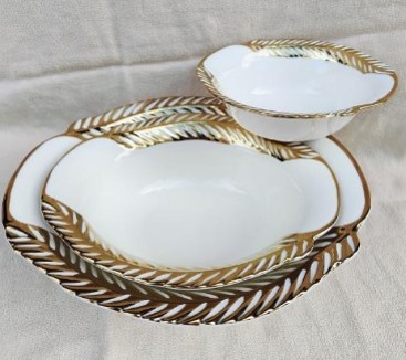 8-Inch Ceramic Round Bowl 48 pcs/carton – Mixed Gold & Silver