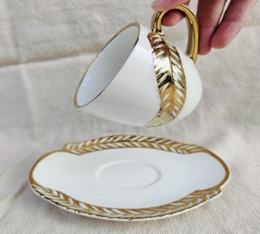 Ceramic Cup & Saucer Set 72 pcs (12 sets)/carton – Mixed Gold & Silver