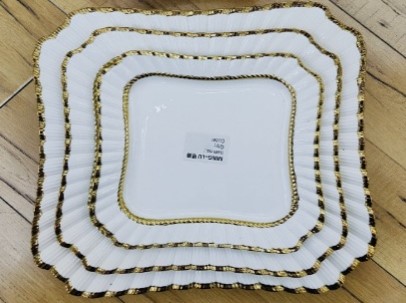 12-Inch Ceramic Square Plate  24 pcs/carton – Mixed Gold & Silver