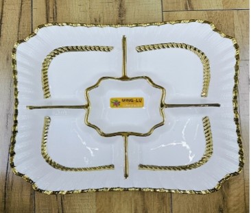 12-Inch Ceramic Square Nut Plate 20 pcs/carton – Mixed Gold & Silver