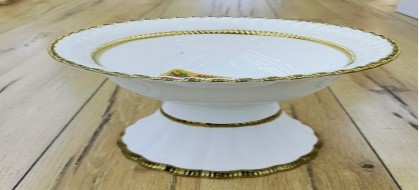 10.25-Inch Ceramic Round Bowl with Stand 12 pcs/carton – Mixed Gold & Silver