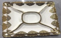 12-Inch Ceramic Square Nut Plate – 20 pcs/carton – Mixed Gold & Silver