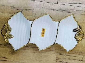 19.5-Inch Ceramic Nut Plate – 10 pcs/carton – Mixed Gold & Silver