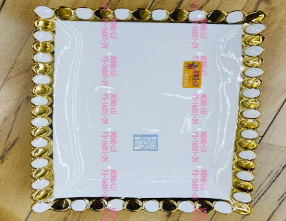 14-Inch Ceramic Square Plate – 24 pcs/carton – Mixed Gold & Silver