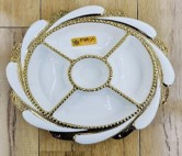 12-Inch Ceramic Round Nut Plate – 24 pcs/carton – Mixed Gold & Silver