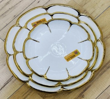 12.5-Inch Ceramic Round Plate – 20 pcs/carton – Mixed Gold & Silver