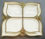 10-Inch Ceramic Square Nut Plate – 20 pcs/carton – Mixed Gold & Silver