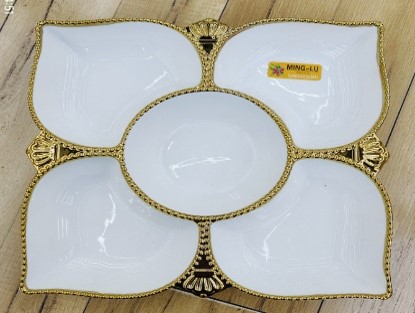 12-Inch Ceramic Square Nut Plate 18 pcs/carton – Mixed Gold & Silver